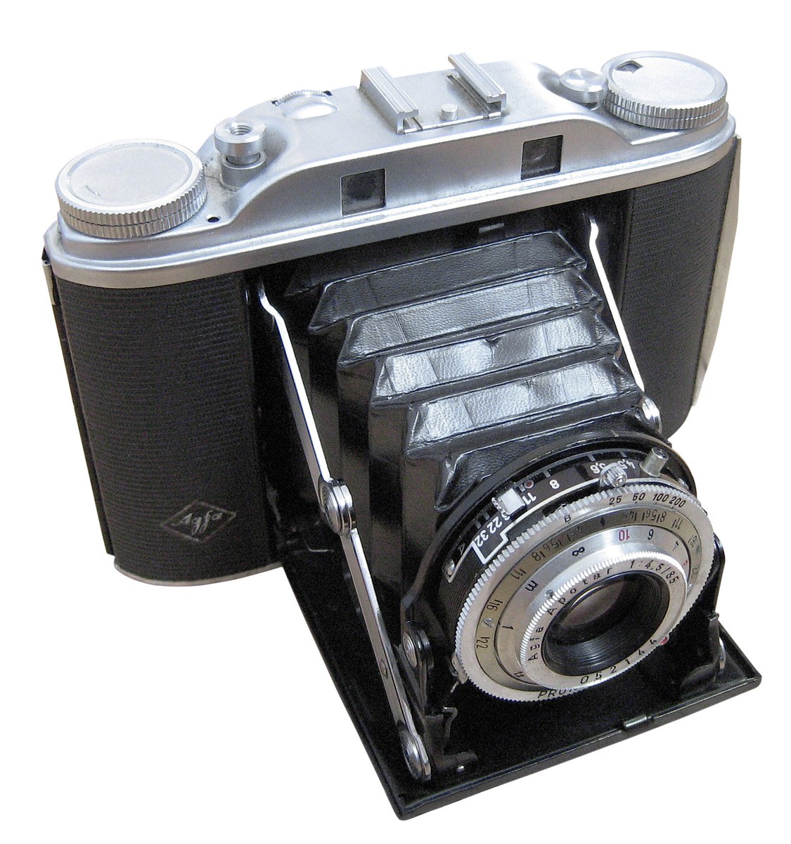 Agfa Isolette III 实机照片，摄影：Christian Faulhammer (User:V-Li), modified by Eric Gaba (User:Sting)